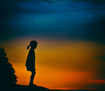Sunset, Dark, Silhouette, Girl, Child HD wallpaper
