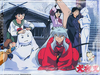 The Cold Winter, kagome, and sango, inuyasha, snowmen, kelala, maroku HD wallpaper