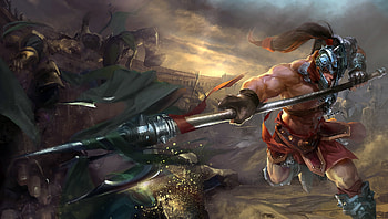 Warrior, viscero, xin zhao, fantasy, art, man, robinruan, luminos HD wallpaper