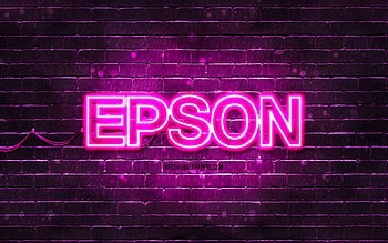 Epson purple logo, , purple neon lights, creative, purple abstract background, Epson logo, brands, Epson HD wallpaper