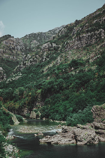 Nature, Rivers, Stones, Bush, Mountain, Slope HD phone wallpaper