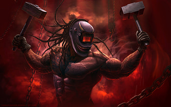 Blacksmith Helmet Warrior Two Hammer Guy, artist, artwork, digital-art, deviantart HD wallpaper