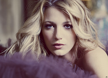 Blake Lively, purple, blonde, face, girl, actress, woman HD wallpaper