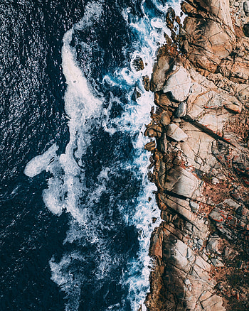 Nature, Stones, Waves, View From Above, Ocean, Foam, Surf HD phone wallpaper