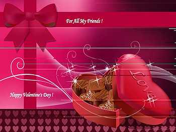 For All My Friends!Happy Valentines Day!, Valentines Day, hearts, gifts, romantic, box of chocolate HD wallpaper
