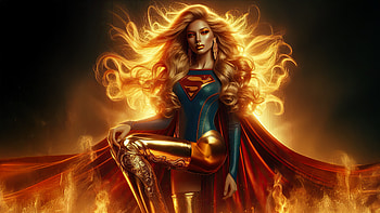 Supergirl In Golden Suit, supergirl, superheroes, artwork, digital-art, ai, deviantart HD wallpaper