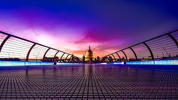 Millennium Bridge, London, night, City HD wallpaper