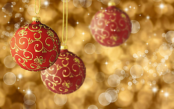 Red Christmas ornaments, Festive beauty, Vibrant backgrounds, Holiday decorations HD wallpaper
