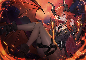 Anime Original, Anime, girl, demoness, original HD wallpaper