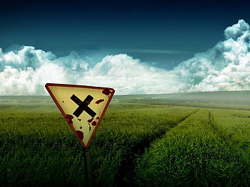 Marking the Spot, horizon, tracks, x, sign HD wallpaper