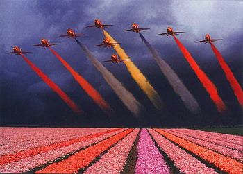 Beautiful , jets on flowers field HD wallpaper