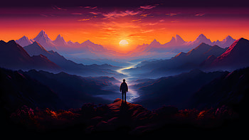 Digital Mountain Skyscape with Vibrant Clouds, cloud, mountain, sky, Digital Art HD wallpaper