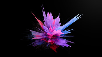 Blue pink purple color powder, Bursting energy, Dark background, Abstract art HD wallpaper