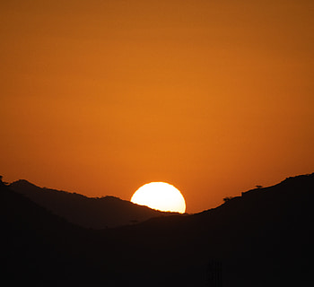 Nature, Sunset, Mountains, Sun, Twilight, Dusk, Outlines HD wallpaper