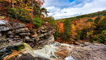 Fall colors at Minnewaska State Park, New York, fall, autumn, trees, landscape, colors, rocks, forest, usa HD wallpaper