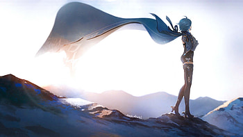 Eula Standing In Blue Sky Background Genshin Impact HD wallpaper