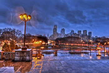Winter rain - Philadelphia, winter, night, Philadelphia, rain, city, r HD wallpaper