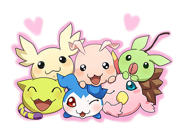 digimon, chibi, veemon, color HD wallpaper