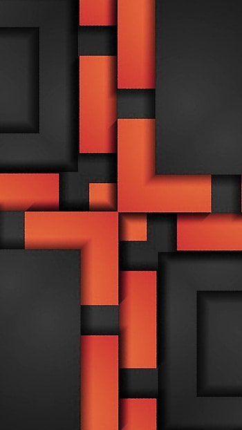 gyuiui, digital, symbol, texture, cool, black, orange, 3d, material, modern, flat, shapes, , design, geometric HD phone wallpaper