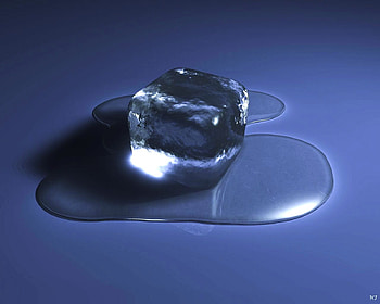 Melt down, blue background, pool, ice cube, melting HD wallpaper