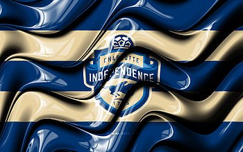 Charlotte Independence flag, , blue and beige 3D waves, USL, american soccer team, Charlotte Independence logo, football, soccer, Charlotte Independence FC HD wallpaper