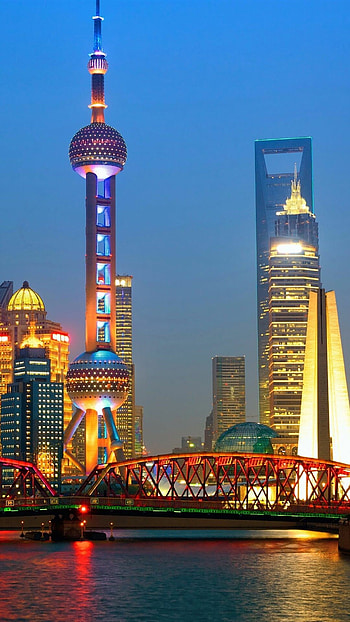 Shanghai cityscape, Urban beauty, Modern skyline, Dynamic energy HD phone wallpaper
