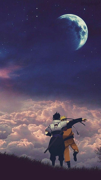 Naruto, cloud, sasuke, sky, peisaje, anime HD phone wallpaper