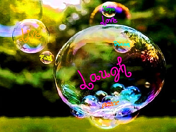 Wisdom in bubbles, laugh, live, faith, colors, love, green, hope, peace, bubbles, floating HD wallpaper