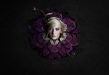 Alice, purple, black, martingrohs, fantasy, face, girl, grohs HD wallpaper