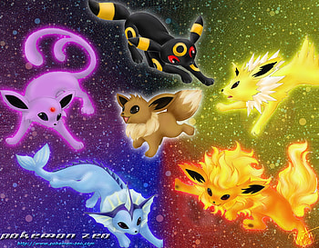 Eevee's Evolved Forms, jolteon, anime, umbreon, eevee, espeon, flareon, vaporeon, pokemon HD wallpaper