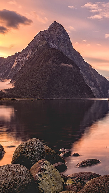 Fiordland National Park , Milford Sound, Mitre Peak, Sunset HD phone wallpaper