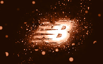 New Balance brown logo, , brown neon lights, creative, brown abstract background, New Balance logo, fashion brands, New Balance HD wallpaper