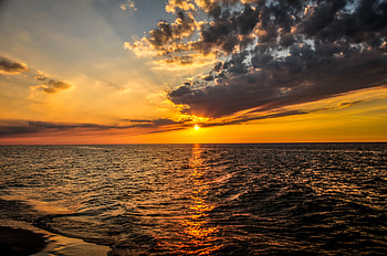 Nature, Water, Sunset, Horizon, Ripples, Ripple HD wallpaper