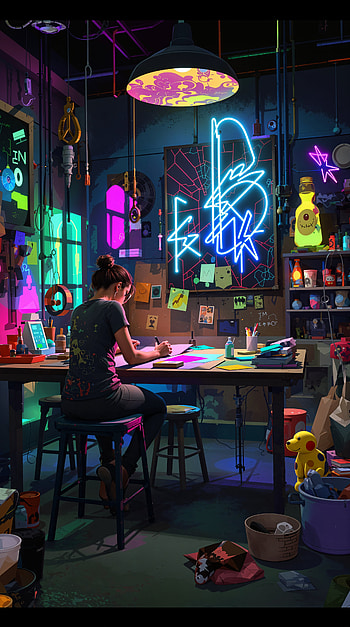 Creative Workshop: A for Inspiration, neon lights, drawing HD phone wallpaper