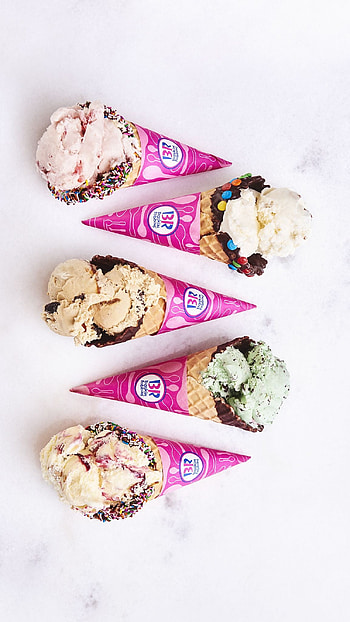 Pick a cone, Get creative, Baskin Robbins flavors, Ice cream cone HD phone wallpaper