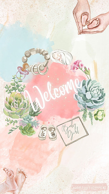 Welcome Baby Girl, pink, bohobaby, watercolor, welcomebaby, babygirl, newbaby, boho, babyshower HD phone wallpaper