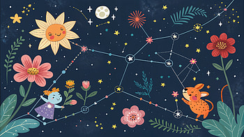 Whimsical Star Map: A Ultra Adventure, star map, Stars, flower, Night Sky HD wallpaper