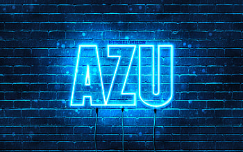 Happy Birtay Azu, , blue neon lights, Azu name, creative, Azu Happy Birtay, Azu Birtay, popular japanese male names, with Azu name, Azu HD wallpaper