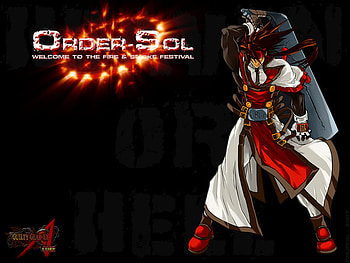 Fire & Smoke Festival, sol badguy, black, sword, flame, order sol, anime, guilty gear, smoke, holy order, game, fire HD wallpaper