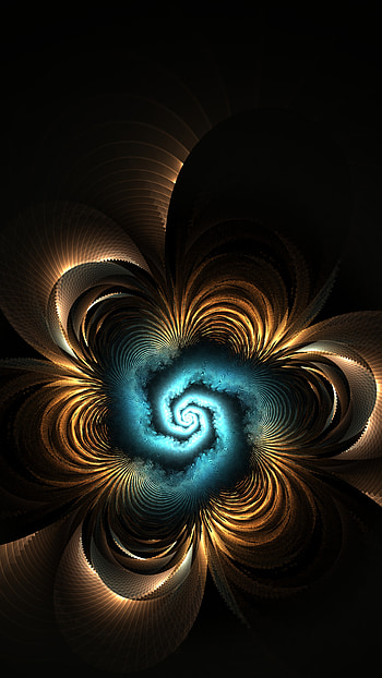 Abstraction, fractal, spiral, blue glow HD phone wallpaper