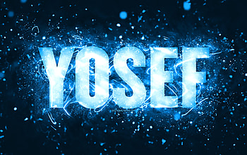 Happy Birtay Yosef, , blue neon lights, Yosef name, creative, Yosef Happy Birtay, Yosef Birtay, popular american male names, with Yosef name, Yosef HD wallpaper