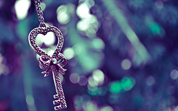 bokeh, pendant, glitter, jewel, valentine, pink, key, green, heart, bow HD wallpaper