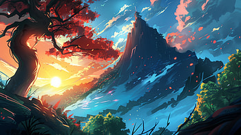 Mystic Mountain, anime landscape, mountain, Cool HD wallpaper