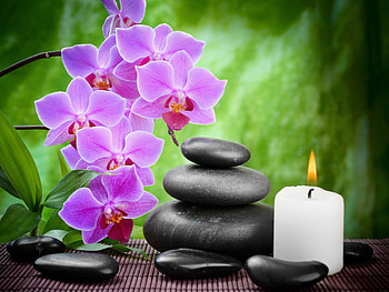 Spa with orchids, Candle, Stones, Orchids, Spa HD wallpaper