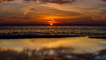 Nature, Sunset, Sea, Twilight, Waves, Horizon, Dusk HD wallpaper