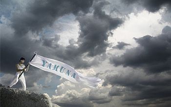 wind, banner in hands, sky HD wallpaper