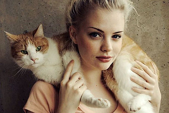 Girl with Cat, cool, girl, cat HD wallpaper