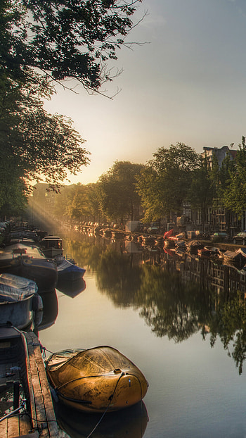 Man-made Amsterdam, Dutch capital, Urban graphy, Architecture HD phone wallpaper