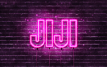 Happy Birtay Jiji, , pink neon lights, Jiji name, creative, Jiji Happy Birtay, Jiji Birtay, popular japanese female names, with Jiji name, Jiji HD wallpaper