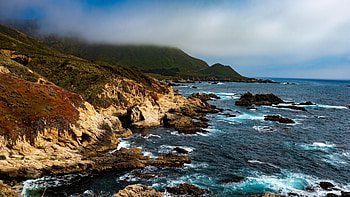 Big Sur, California, sea, coast, clouds, sky, rocks, usa HD wallpaper